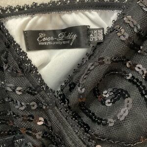 Ever Pretty Black Sequins & Lace asymmetrical Fairy-Core Dress- Size 10(stretchy
